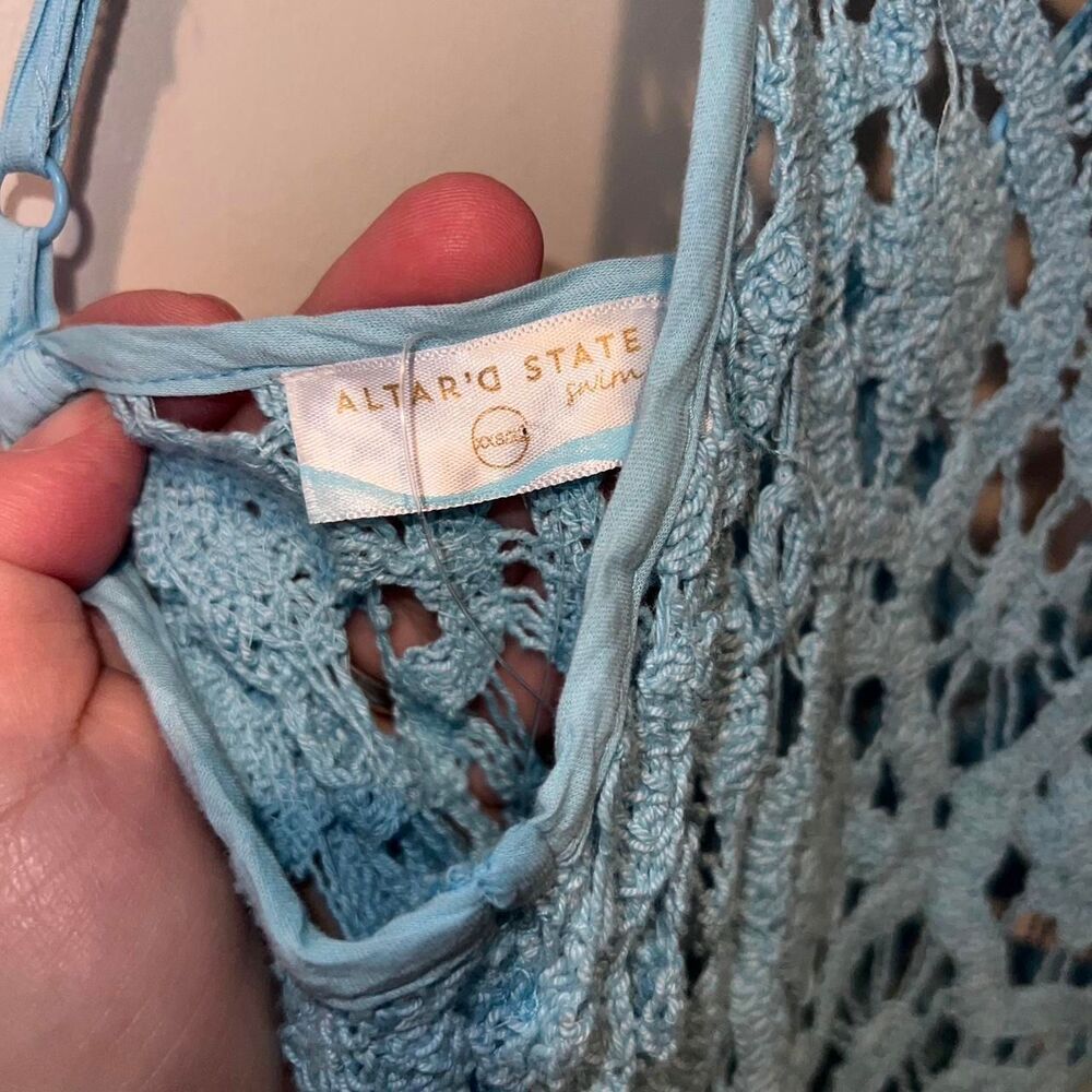 Altar’d State Lace NWOT xxs/xs Ombre blue crochet maxi dress Swim coverup - Picture 2 of 5